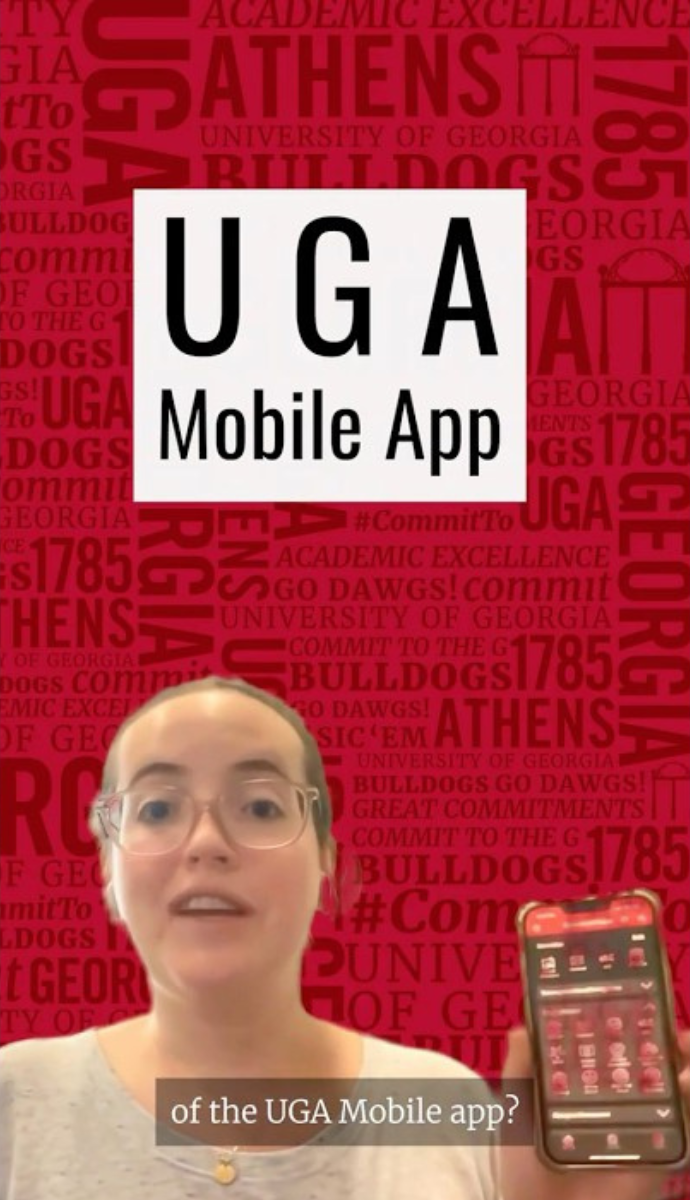 student demonstrating using the UGA mobile app